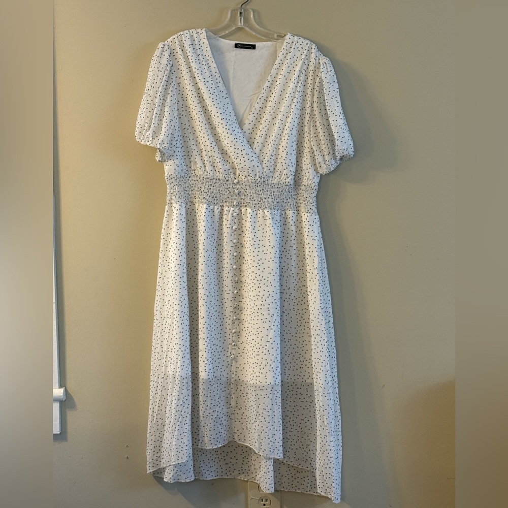 Chic White Polka Dot High Low Dress